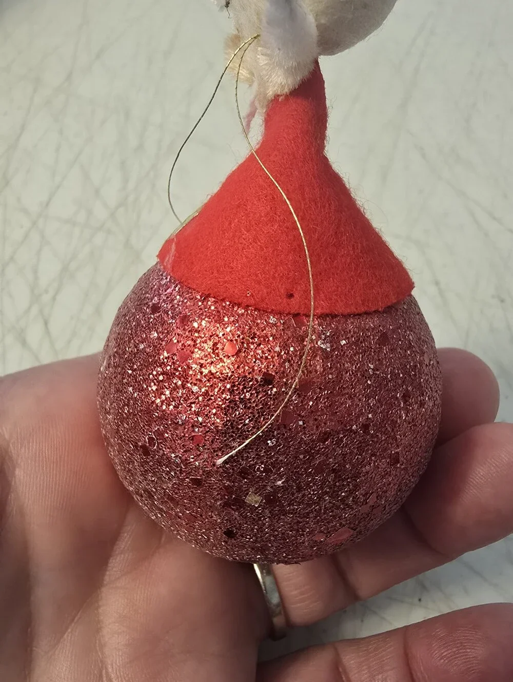 Vintage Christmas Ornament  Santa Clause with a Spun Cotton Head Handmade READ